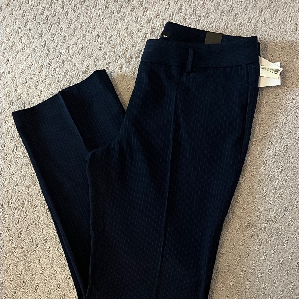 Amanda & Chelsea Navy Pinstripe Straight Leg Pants